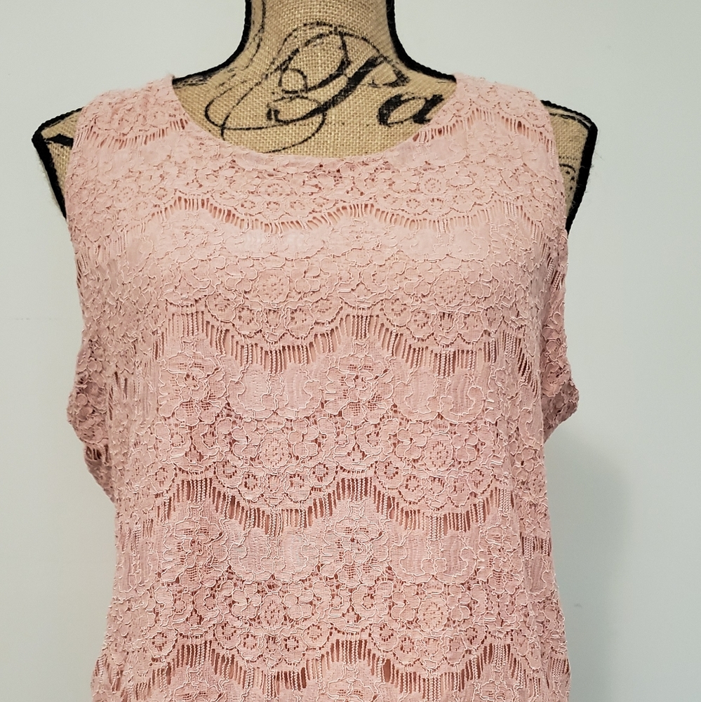 Monteau Pink Lace detail Sleeveless top